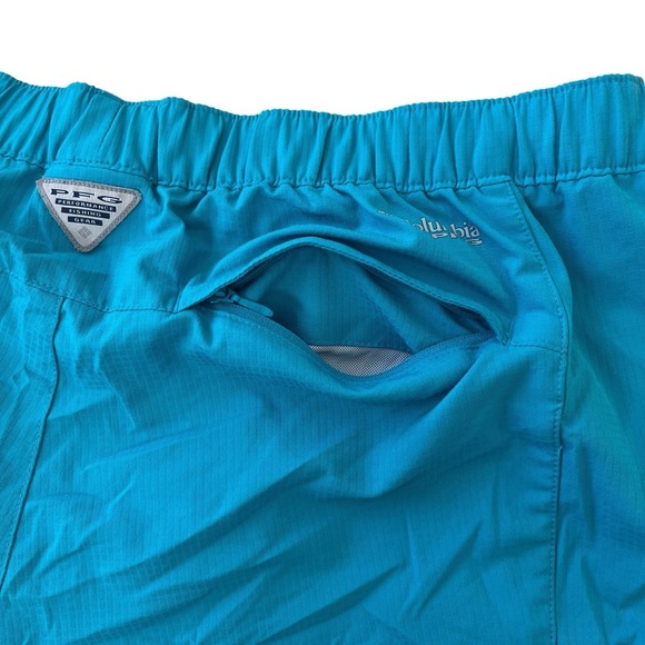 Columbia PFG Size M 4L Shorts Blue Turquoise Lightweight Packable Zip Pocket - Picture 5 of 7